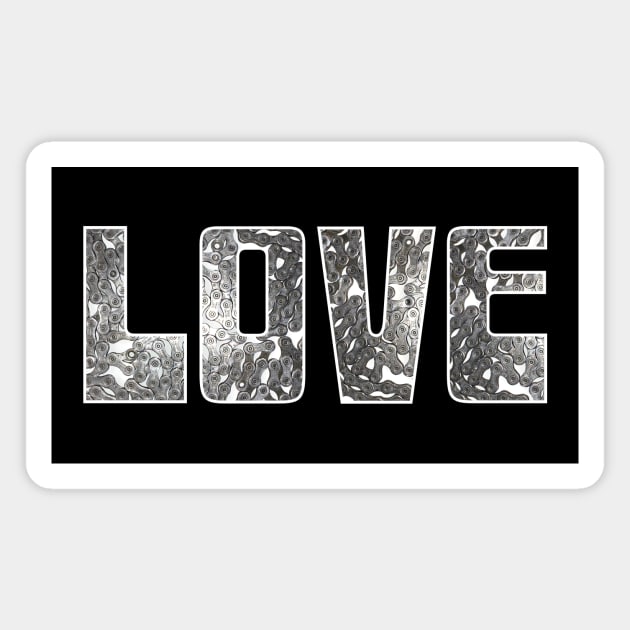 Mass of Bike Chain Love (white outline) Magnet by NeddyBetty